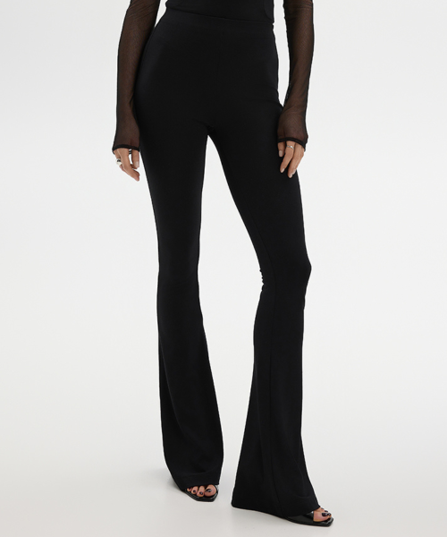 Legginsy z wysokim stanem dzwony czarne